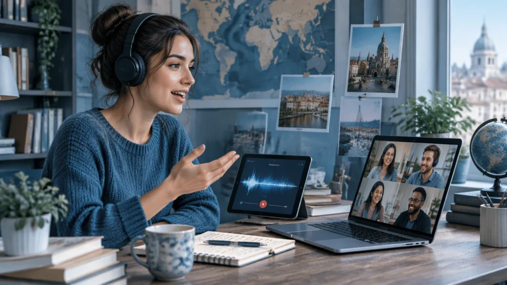 Học Miễn Phí Trực Tuyến: Cách Luyện Nói Ngôn Ngữ Mà Không Cần Trả Tiền Cho Gia Sư — Shadowing, Thu Âm và Trao Đổi Cộng Đồng